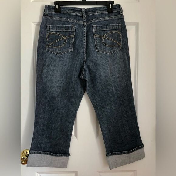 CHICO'S PLATINUM WOMEN'S JEAN'S ZODIAC CROP DEMIN STRECH SIZE 1 (8/10) MEDIUM - Picture 2 of 11